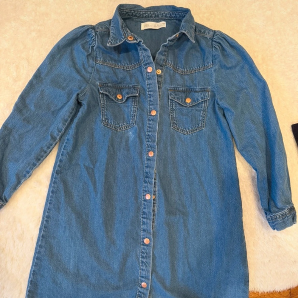 Zara Blue Denim Shirt Dress